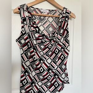 Calvin Klein drape and pleat neck sleeveless tops